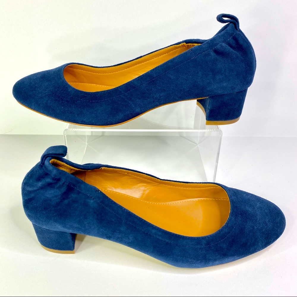 J. Crew Anya Navy Blue Suede Block Heel Pump